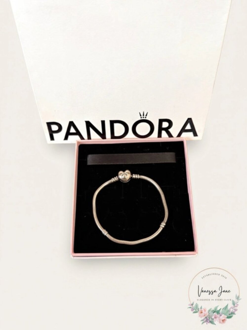 Pandora Moments Heart and Snake Chain Bracelet, Size 17